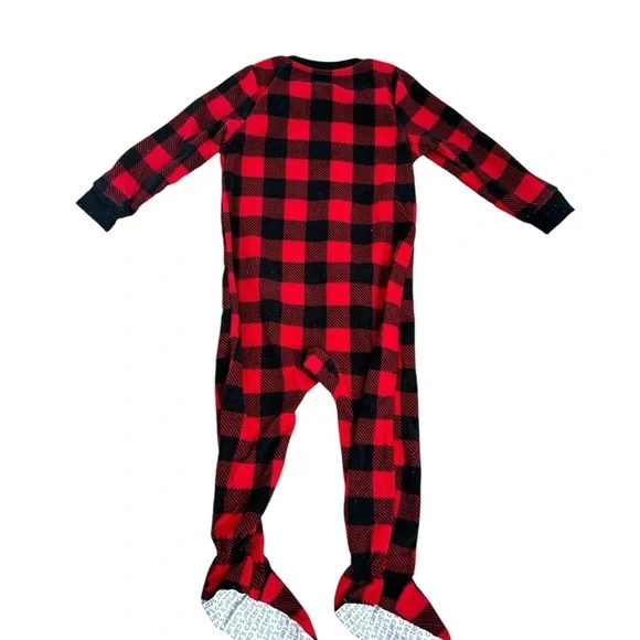 Carters Santa buffalo plaid footed pajamas - Picture 2 of 5